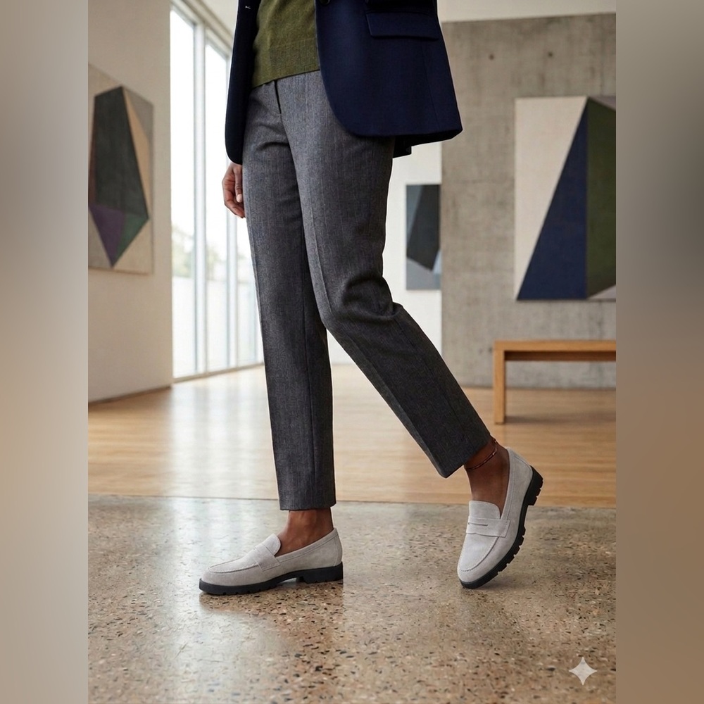 Amalfi by Rangoni Light Gray Suede Penny Loafers